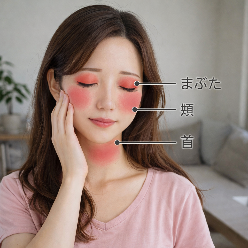 花粉皮膚炎の出現しやすい部位